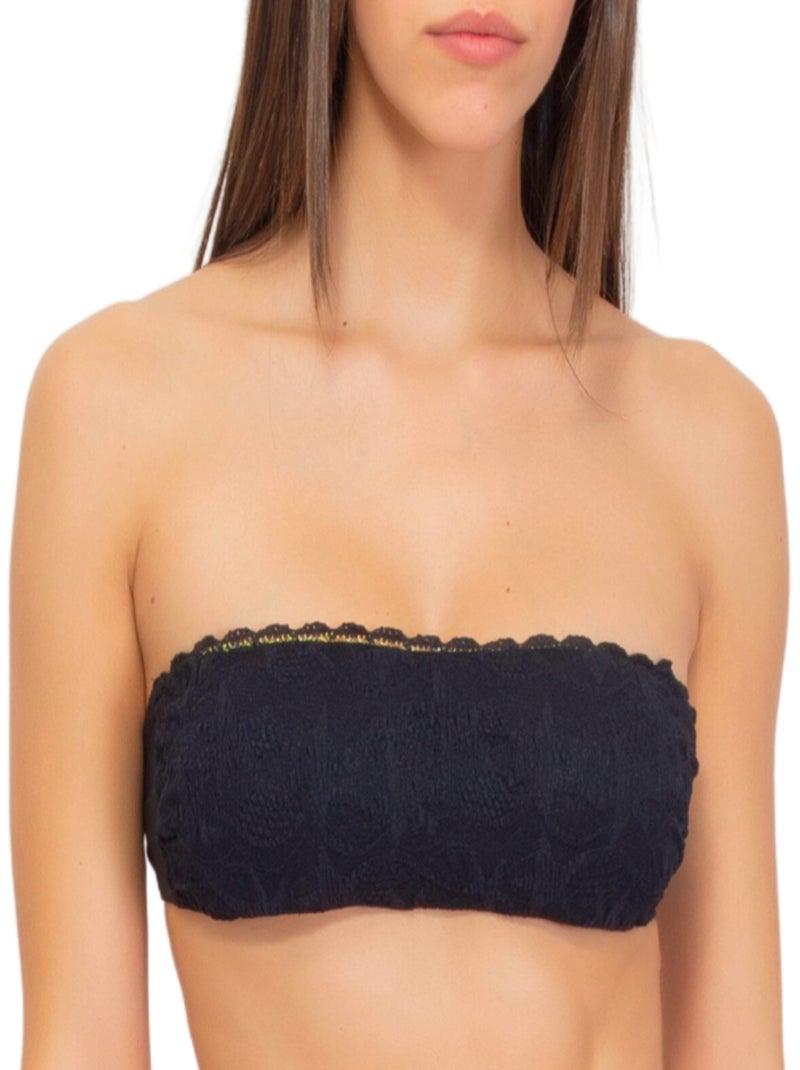 Verdissima Bain - Haut de maillot bandeau dentelle Casa Di Bambole Noir - Kiabi