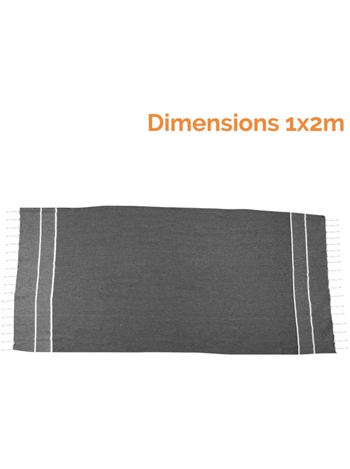 Véritable fouta Tunisienne tissage à plat 100% coton 380g - Horizon - Vivezen - Kiabi