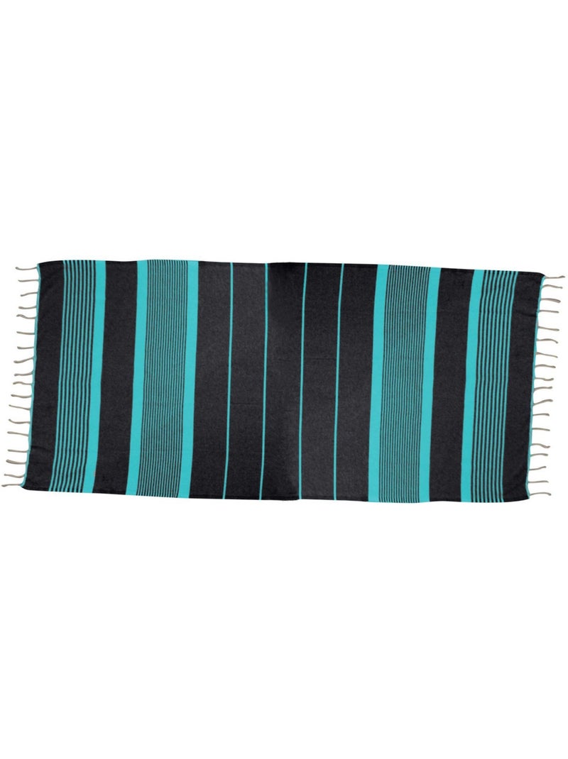 Véritable fouta Tunisienne tissage à plat 100% coton 380g - Vivezen Gris Bleu - Kiabi