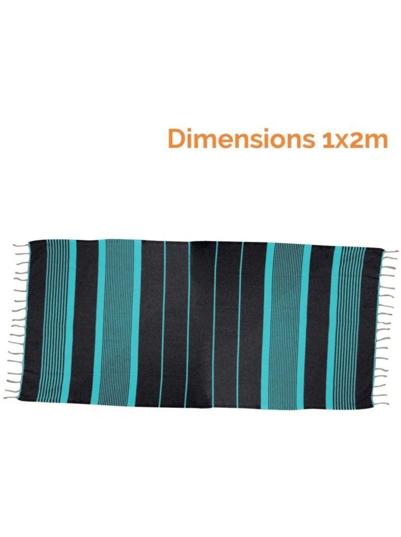 Véritable fouta Tunisienne tissage à plat 100% coton 380g - Vivezen Gris Bleu - Kiabi