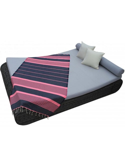 Véritable fouta Tunisienne tissage à plat 100% coton 380g - Vivezen - Kiabi