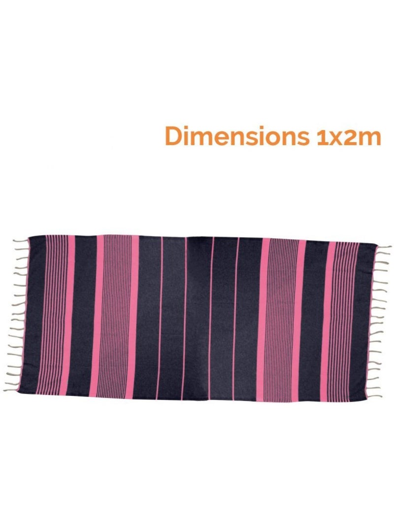 Véritable fouta Tunisienne tissage à plat 100% coton 380g - Vivezen Gris Rose Gris - Kiabi
