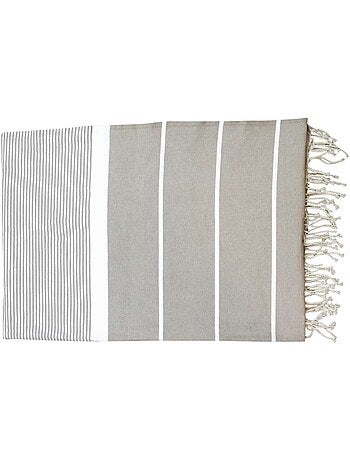 Véritable fouta Tunisienne XXL tissage à plat 30% coton et 70% de lin 380g - Vivezen