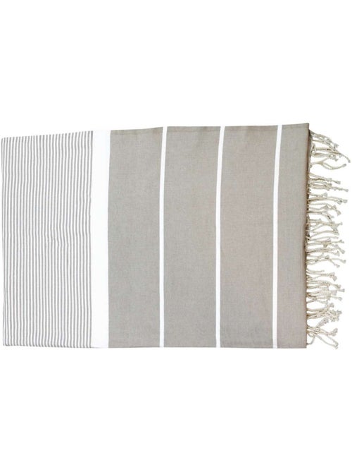 Véritable fouta Tunisienne XXL tissage à plat 30% coton et 70% de lin 380g - Vivezen - Kiabi