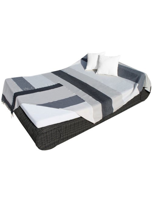 Véritable fouta Tunisienne XXL tissage à plat 30% coton et 70% de lin 380g - Vivezen - Kiabi