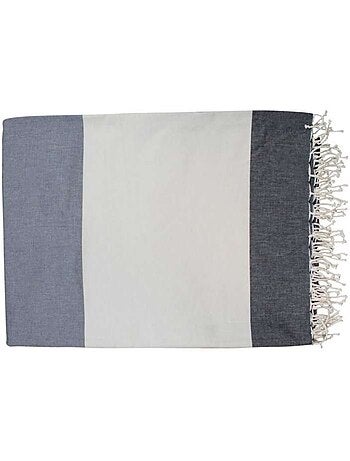Véritable fouta Tunisienne XXL tissage à plat 30% coton et 70% de lin 380g - Vivezen