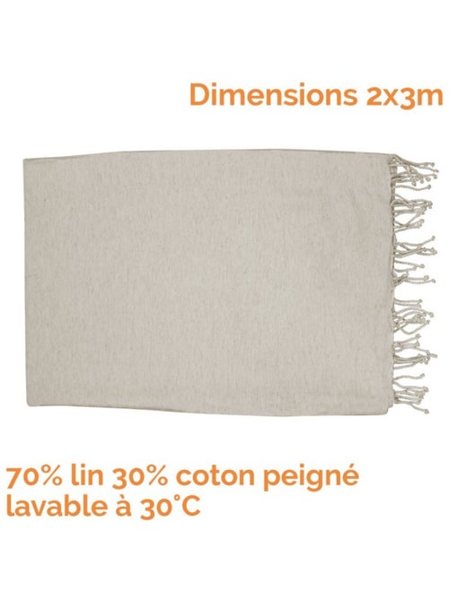 Véritable fouta Tunisienne XXL tissage à plat 30% coton et 70% de lin 380g - Vivezen - Kiabi Véritable fouta Tunisienne XXL tissage à plat 30% coton et 70% de lin 380g - Vivezen - Kiabi