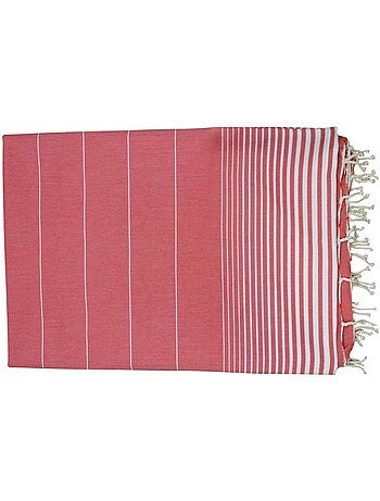 Véritable fouta Tunisienne XXL tissage à plat 30% coton et 70% de lin 380g - Vivezen
