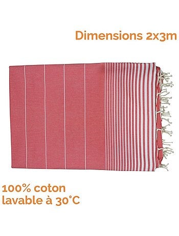Véritable fouta Tunisienne XXL tissage à plat 30% coton et 70% de lin 380g - Vivezen