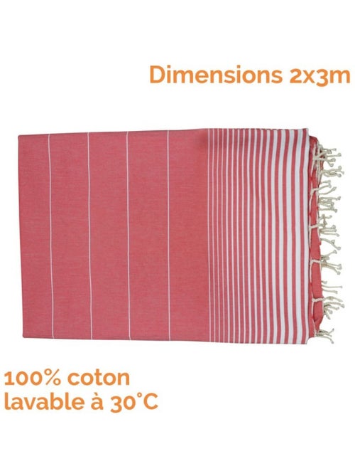 Véritable fouta Tunisienne XXL tissage à plat 30% coton et 70% de lin 380g - Vivezen - Kiabi Véritable fouta Tunisienne XXL tissage à plat 30% coton et 70% de lin 380g - Vivezen - Kiabi
