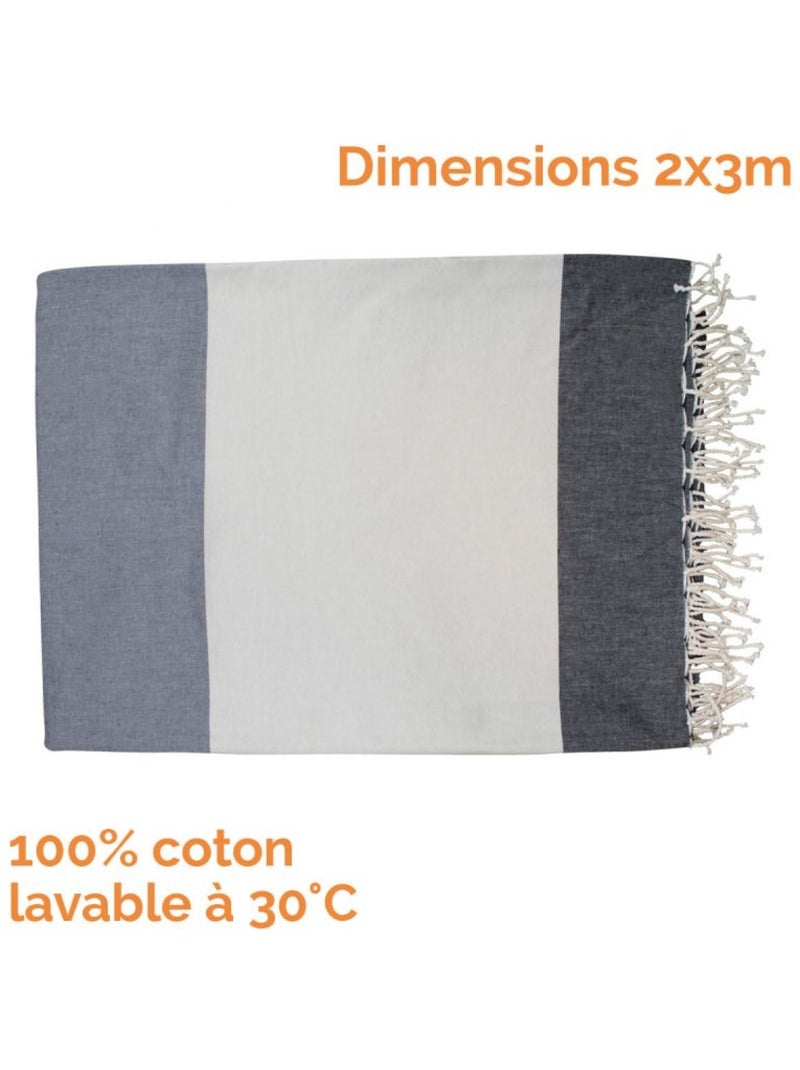 Véritable fouta Tunisienne XXL tissage à plat 30% coton et 70% de lin 380g - Vivezen Rouge - Kiabi