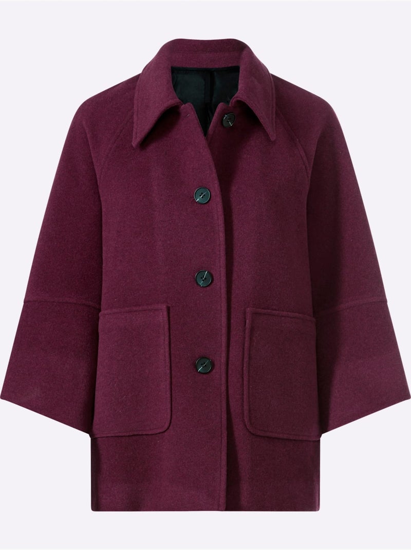 Veste 50% De Laine - Taille Standard - Helline Bordeaux - Kiabi