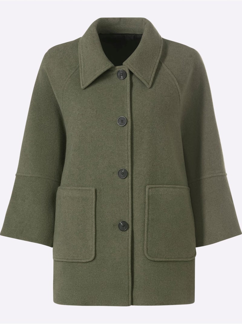 Veste 50% De Laine - Taille Standard - Helline Kaki - Kiabi