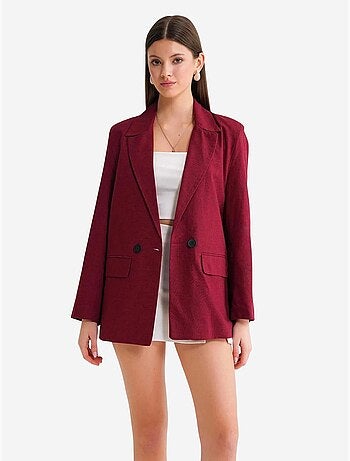 Veste à boutons en mélange de coton et de lin avec col chemise mixray