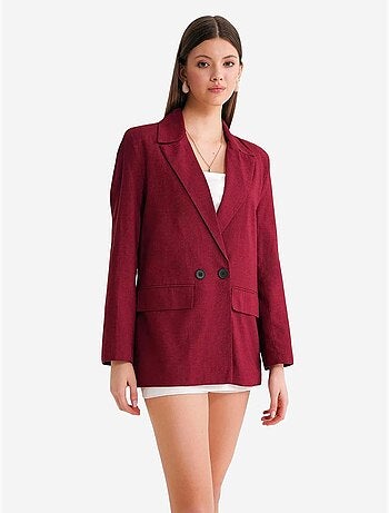 Veste à boutons en mélange de coton et de lin avec col chemise mixray
