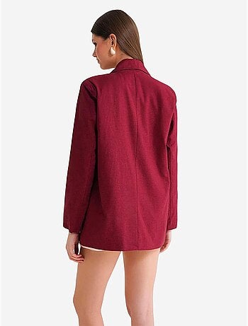 Veste à boutons en mélange de coton et de lin avec col chemise mixray