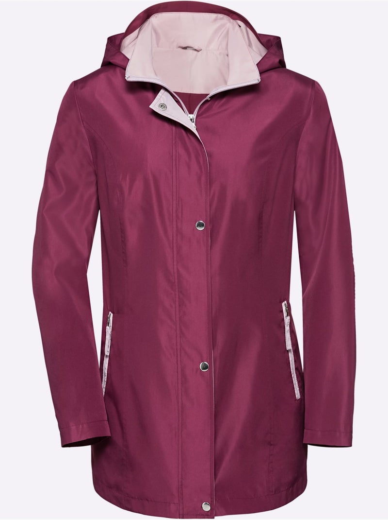 Veste à capuche avec col à revers et fermeture zippée - Taille standard - Moda Vilona Rose fushia - Kiabi