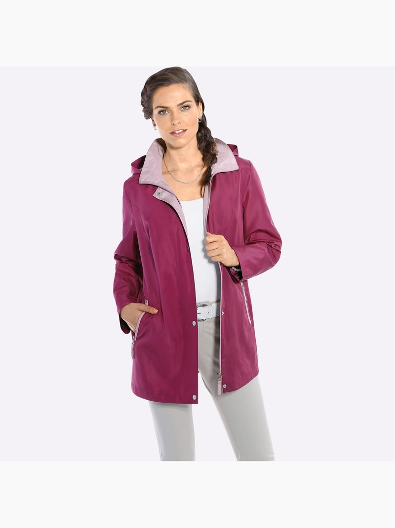 Veste à capuche avec col à revers et fermeture zippée - Taille standard - Moda Vilona Rose fushia - Kiabi