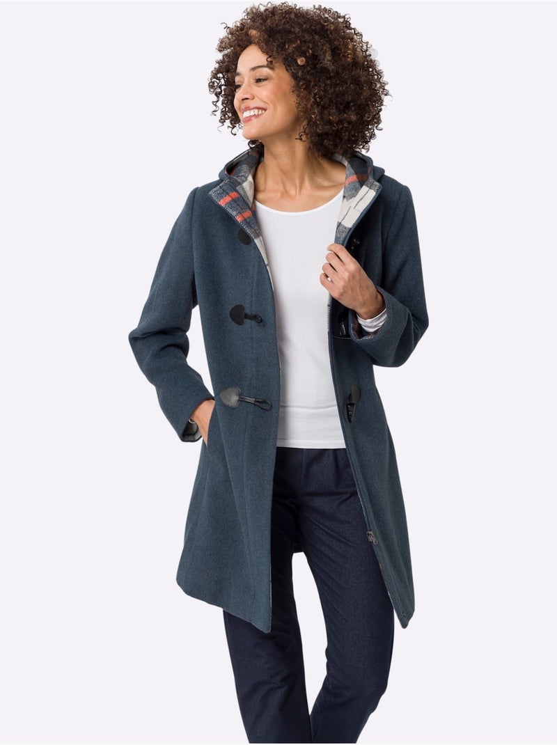 Veste à capuche avec col en bordure et poches pratiques - Taille standard - Moda Vilona Gris tourterelle - Kiabi