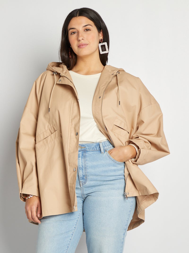 Veste à capuche coupe trapèze Beige - Kiabi