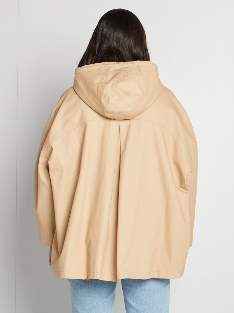 Veste à capuche coupe trapèze Beige - Kiabi