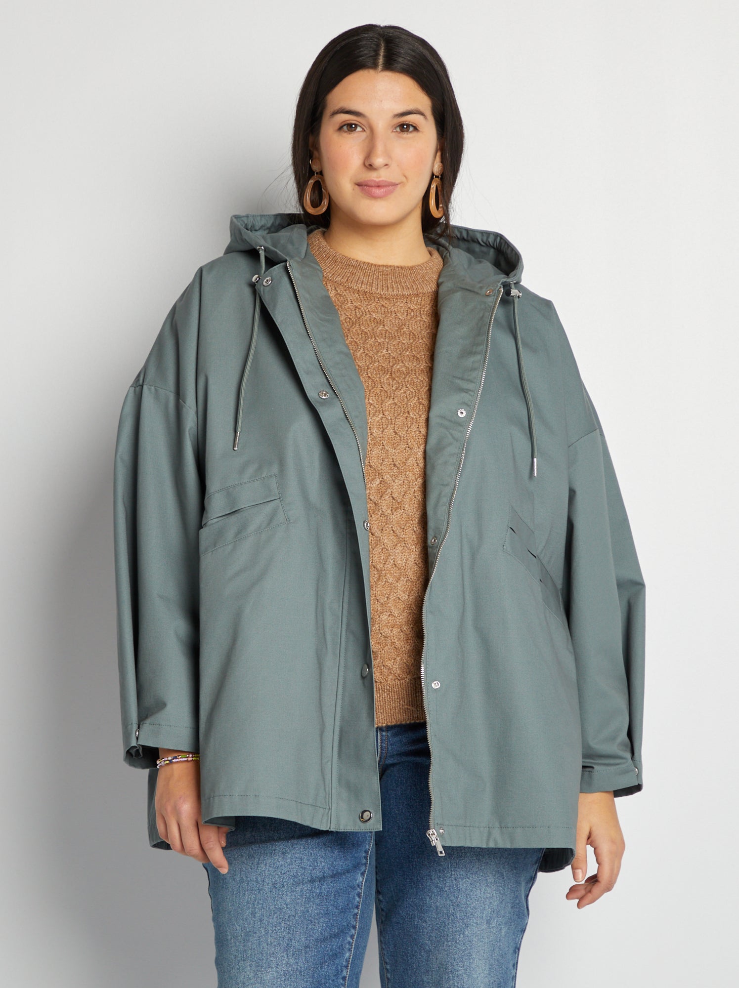 Manteau Veste écru Coupe Trapèze - Marque Jacqueline Riu, Taille 36, Style Caban | Occasion Très Bon état