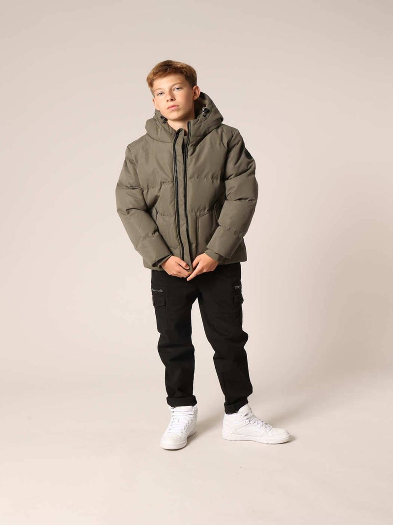 Veste à capuche doublée Sherpa pour garçon
 'Deeluxe' Vert bouteille - Kiabi