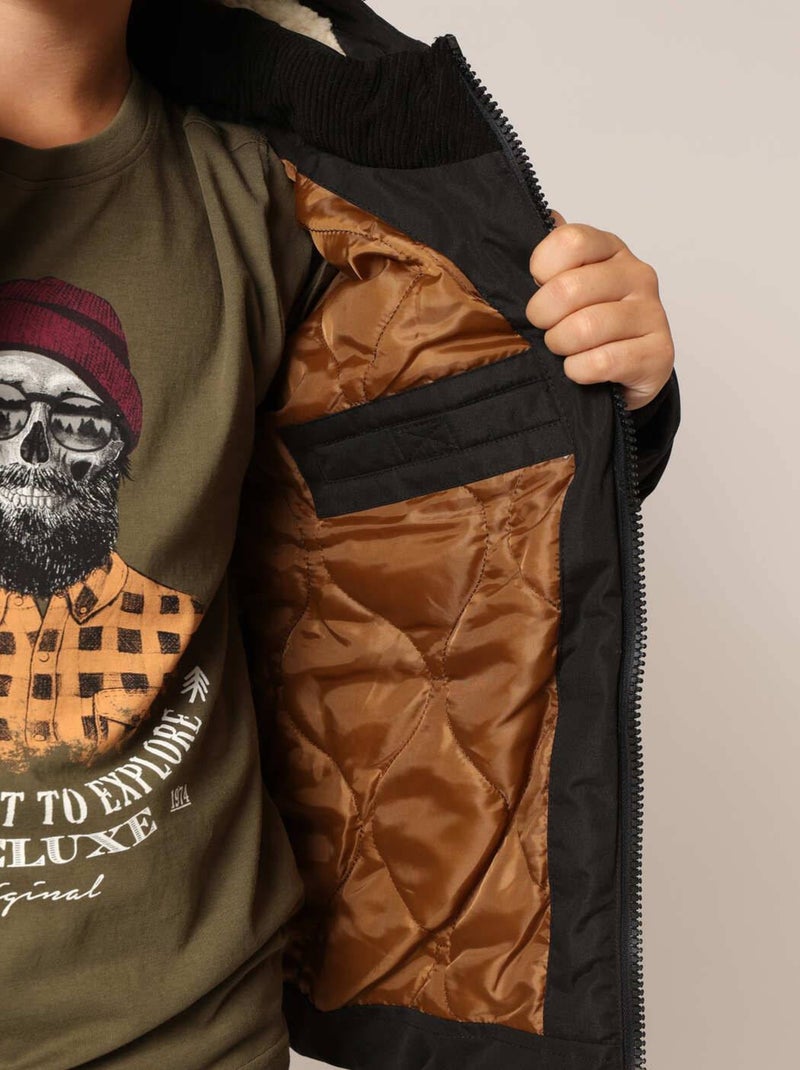 Veste à capuche doublée Sherpa pour garçon
 'Deeluxe' Vert bouteille - Kiabi