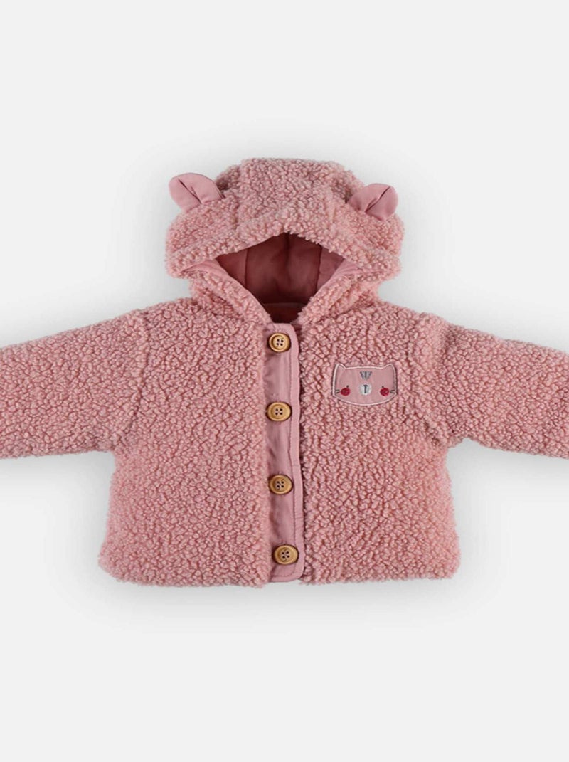 Veste à capuche effet moutonné, Rose - Kiabi