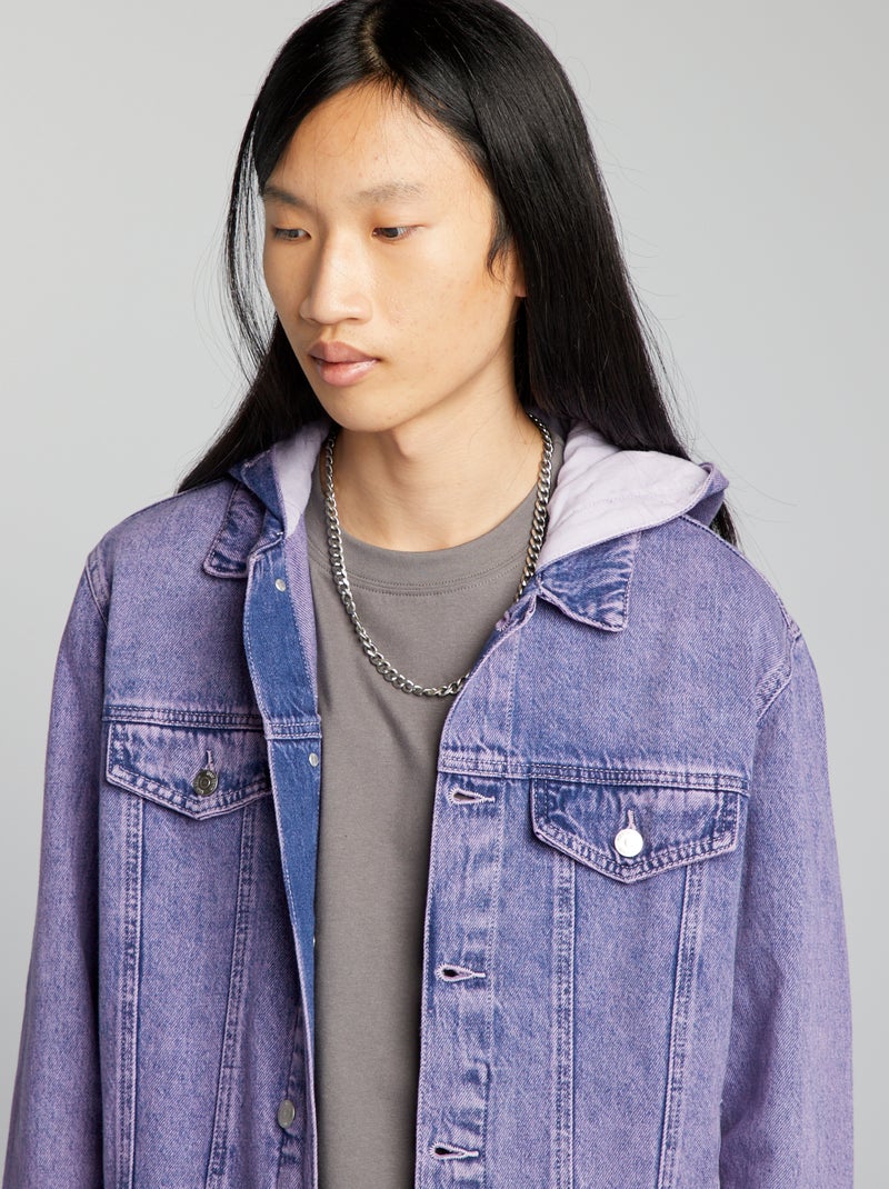 Veste à capuche en jean délavé Violet - Kiabi