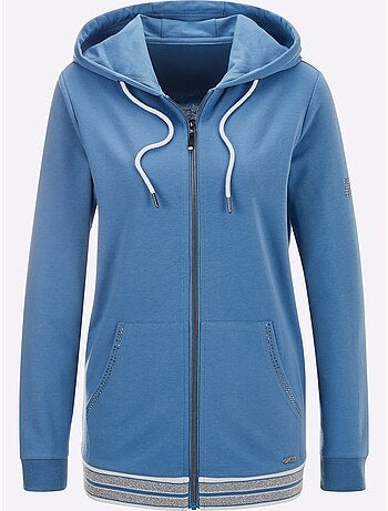 Veste matière sweat en coupe hoodie avec capuche et poches zippées - Taille standard - Witt