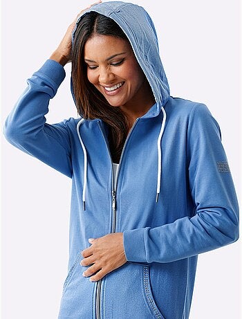 Veste matière sweat en coupe hoodie avec capuche et poches zippées - Taille standard - Witt