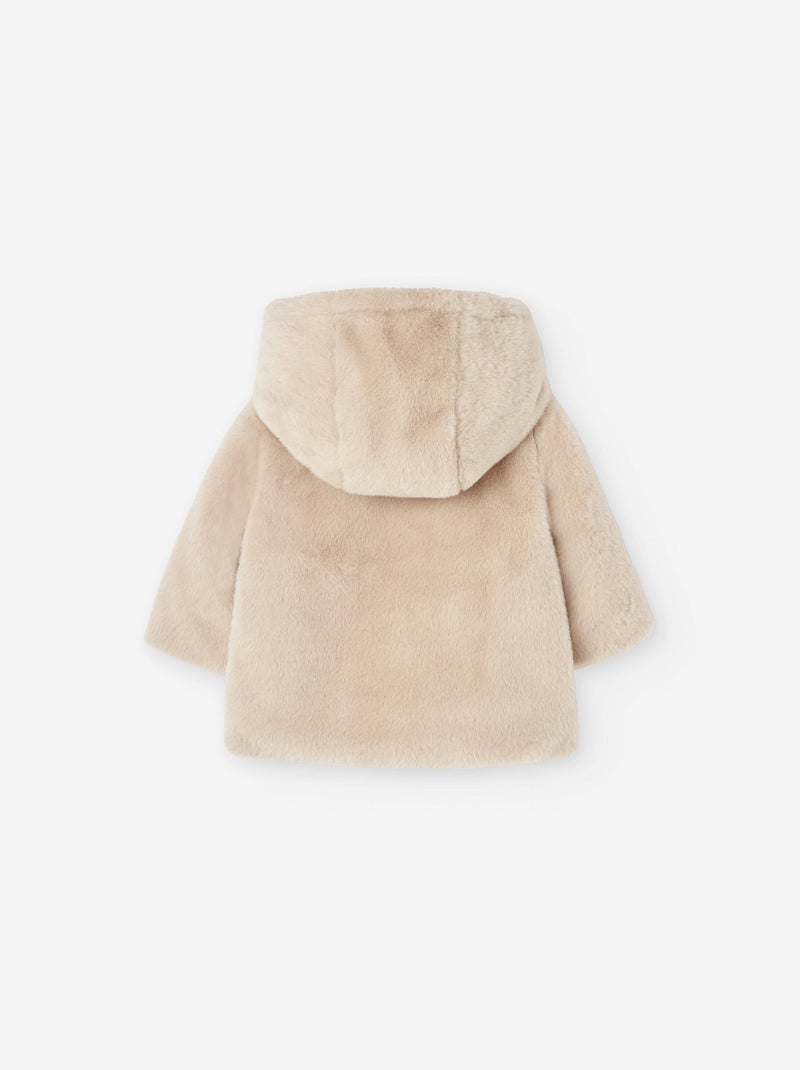 Veste à capuche en peluche douce Beige - Kiabi