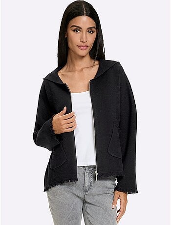 Veste à capuche en tricot coupe ample - taille standard - helline