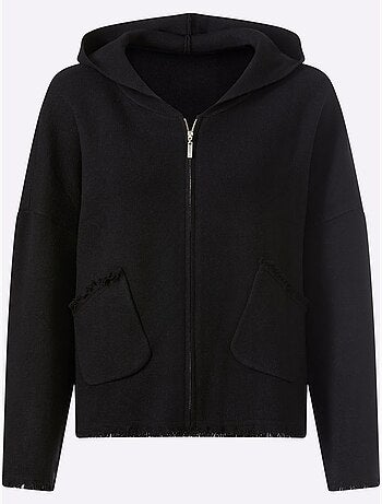 Veste à capuche en tricot coupe ample - taille standard - helline