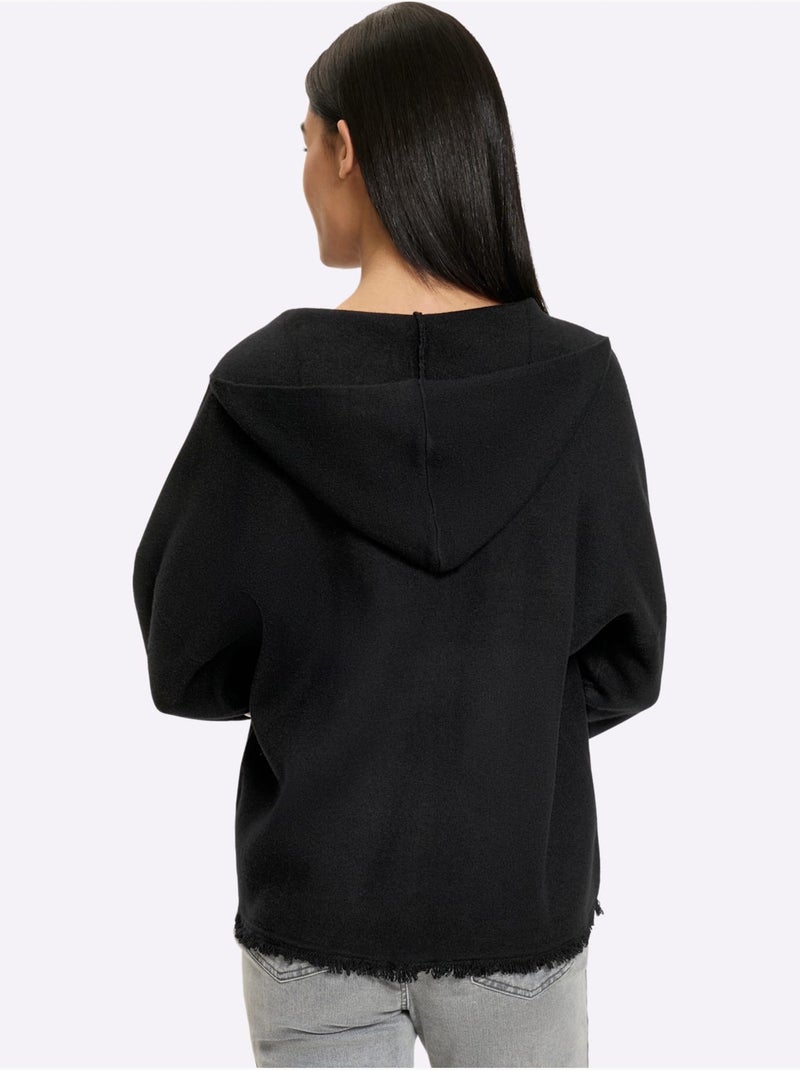 Veste à capuche en tricot coupe ample - taille standard - helline Noir - Kiabi