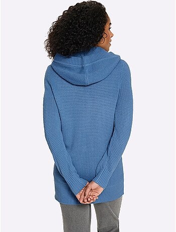Veste à Capuche En Tricot Coupe Longue Affinante - Taille Standard - Moda Vilona