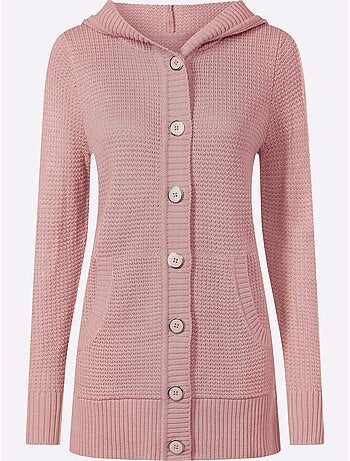 Veste à Capuche En Tricot Coupe Longue Affinante - Taille Standard - Moda Vilona