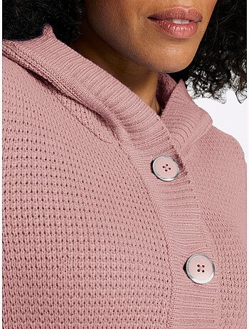 Veste à Capuche En Tricot Coupe Longue Affinante - Taille Standard - Moda Vilona