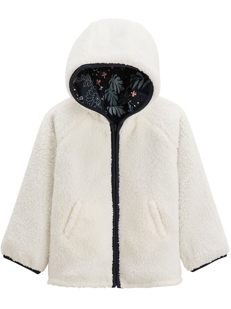 Veste à capuche enfant en sherpa réversible Belle de Nuit Bleu - Kiabi