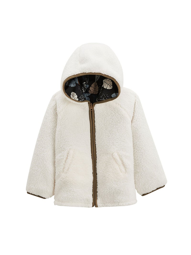 Veste à capuche enfant en sherpa réversible Caracas Noir - Kiabi