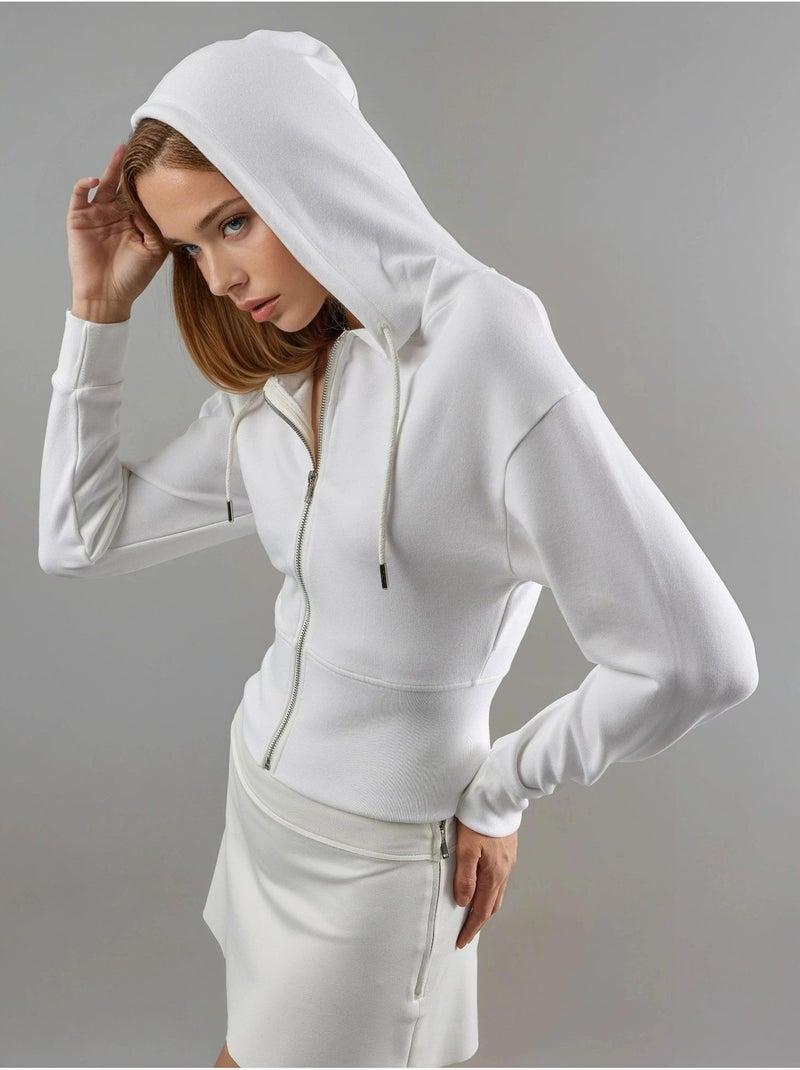 Veste à capuche et manches longues busem Ivoire - Kiabi