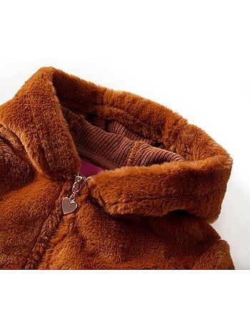 Veste à capuche fausse fourrure fermeture zippée - vidaxl