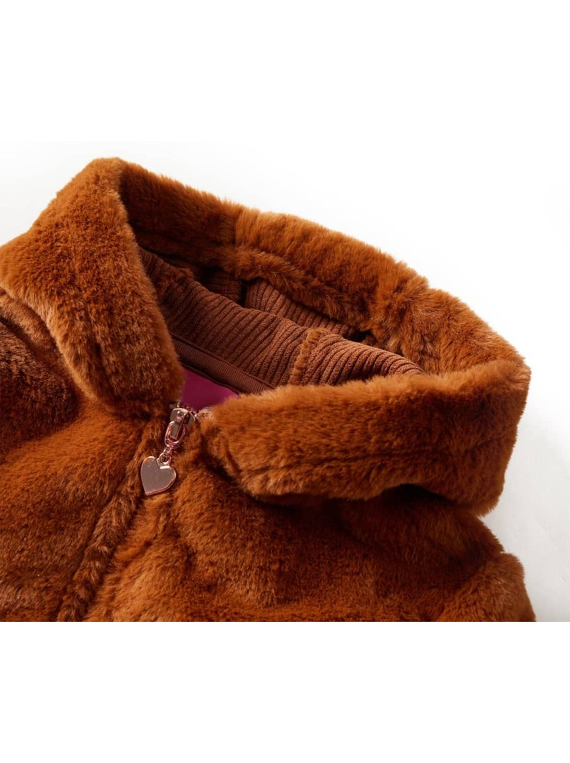 Veste à capuche fausse fourrure fermeture zippée - vidaxl Marron - Kiabi
