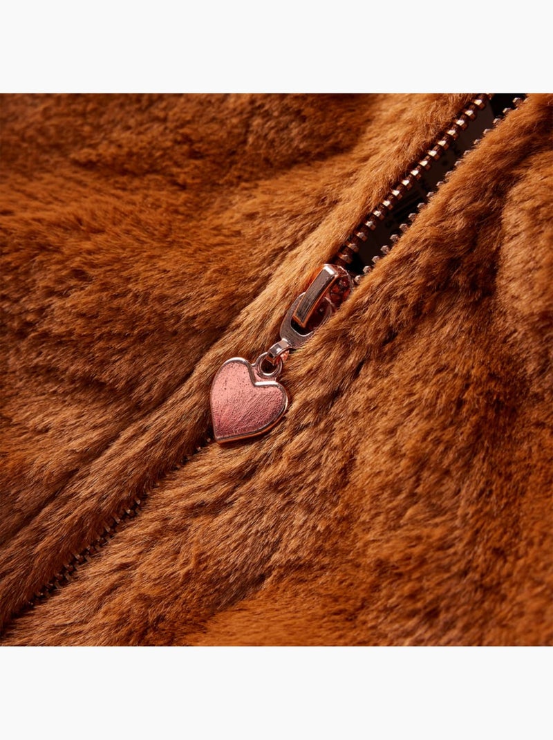 Veste à capuche fausse fourrure fermeture zippée - vidaxl Marron - Kiabi