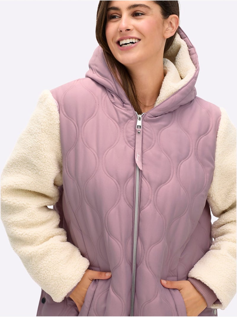 Veste à capuche le motif piqué revisité - taille standard - sheego Mauve - Kiabi