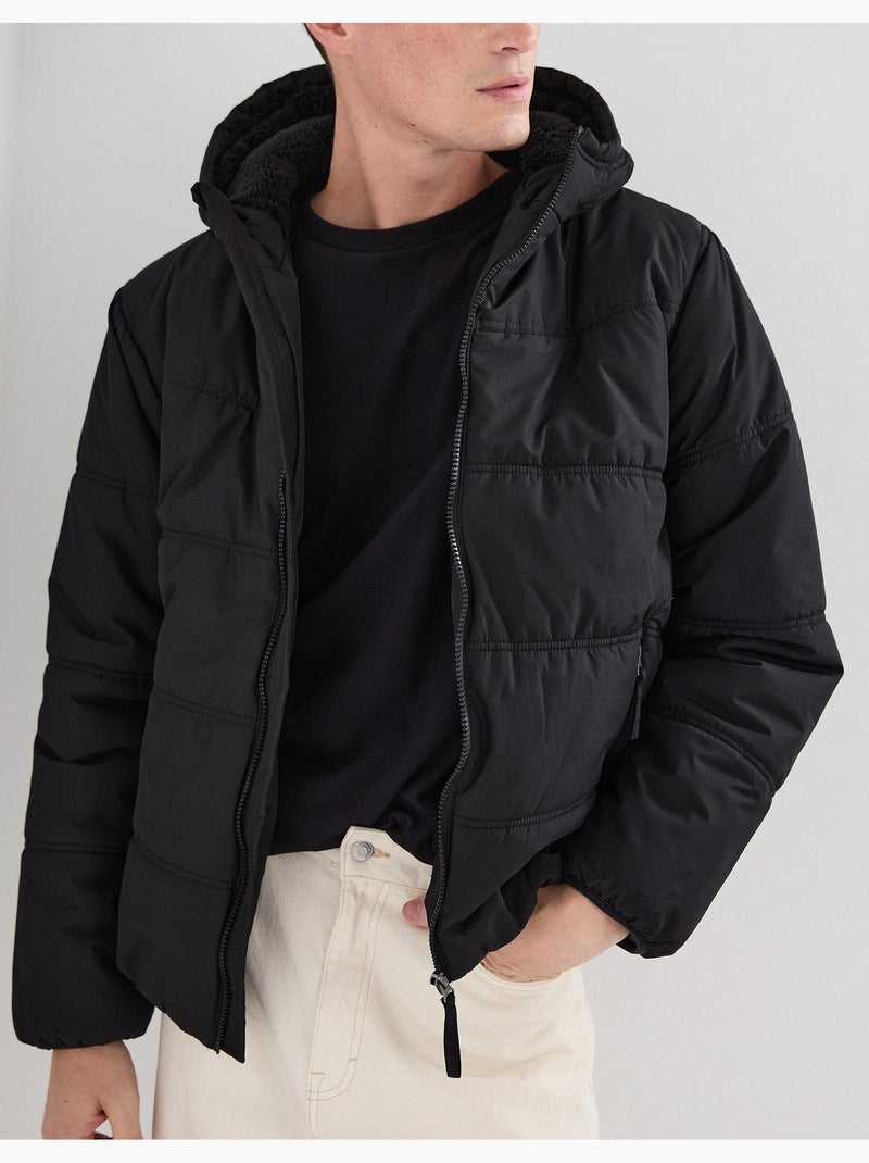 Veste à capuche matelassée, MO Fashion Noir - Kiabi