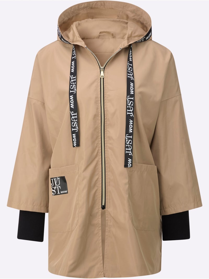 Veste à Capuche Ruban Gros Grain Avec Inscription - Taille Standard - Witt Marron - Kiabi