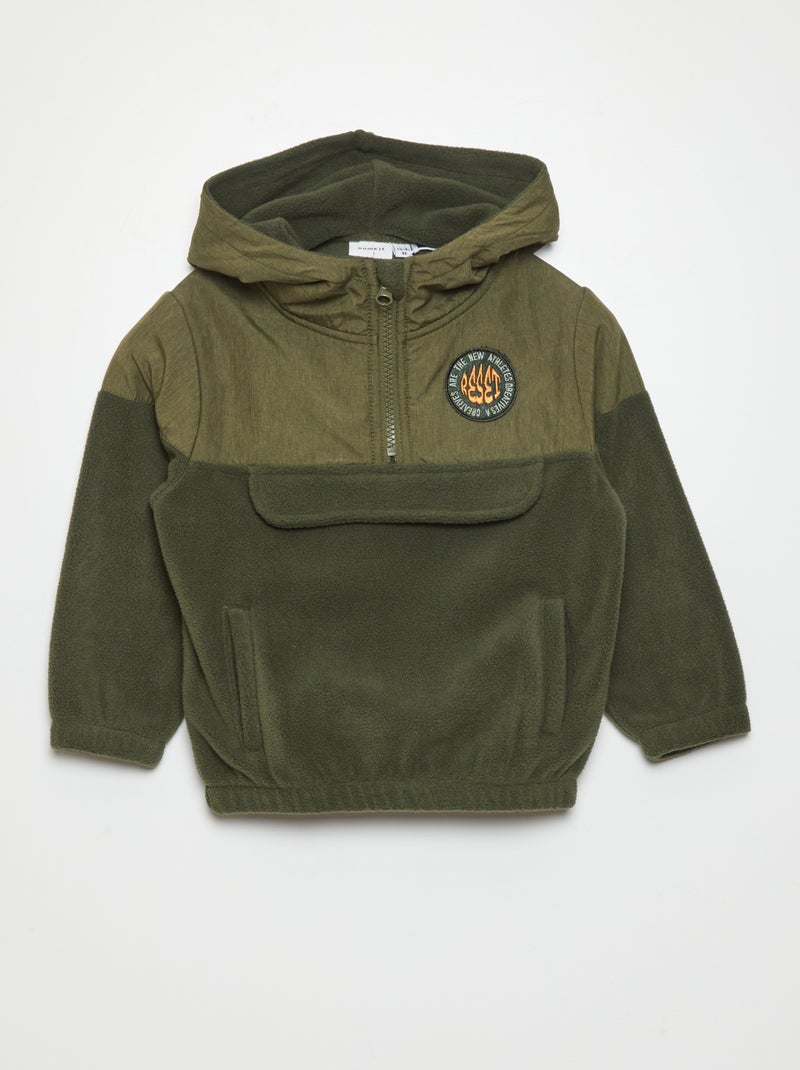 Veste à capuche style polaire Kaki - Kiabi
