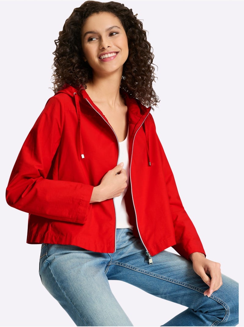 Veste à Capuche Veste Mi-saison Légère - Taille Standard - Helline Rouge - Kiabi